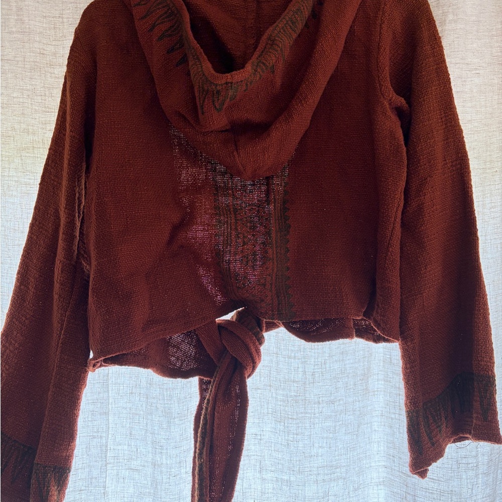 Open-Front Rust Hooded Cardigan - Picture 3 of 4